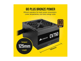 CORSAIR CV series  750W ATX12V / EPS12V 80 PLUS BRONZE Certified Non-Modular CV750 80 PLUS Bronze ATX Power Supply